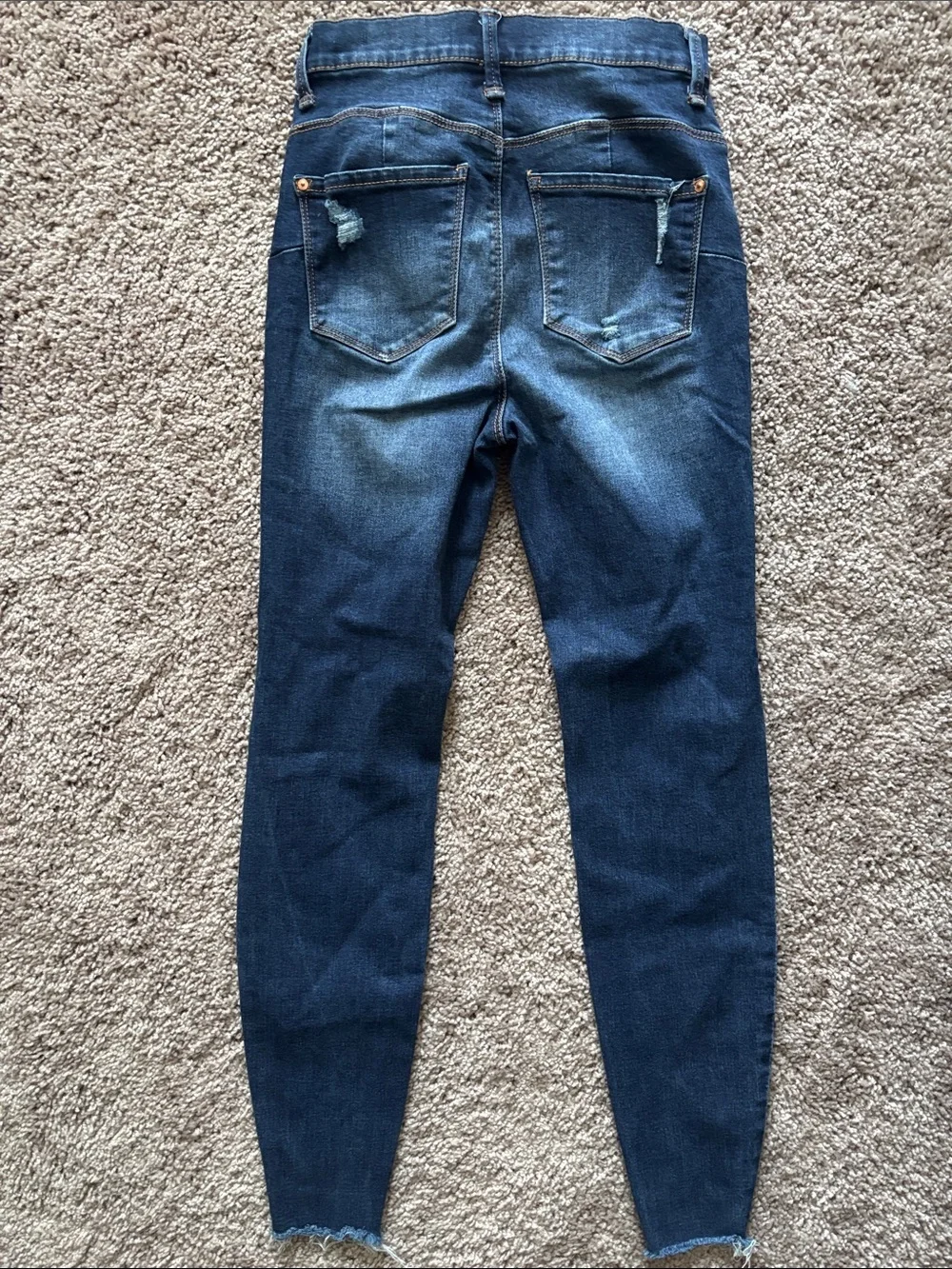 No Boundaries Dark Blue Distressed High-Rise Skinny Jeans